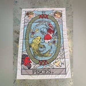 Pisces Zodiac Wall Tapestry Flag 38x57 Vintage Tarot Style